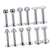 Prettyia 12Pcs 16G Crystal CZ Anillo De Labio Labret Roscado