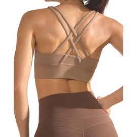 Slimwears Bare Ease Cross-Back Sports Bra, 80% Polyamide 20% Elastane (Cocoa Brown, M)