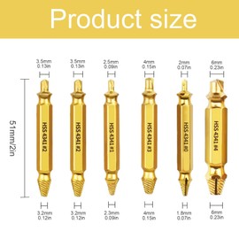 0XBIT Screw Extractor, 6 Pieces Left Extractor Set, Screw Extractor, Both Ends Can Be Used, Screw Remover, for Removing Damaged Screws