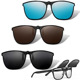 MWRWRR Sunglasses Over Normal Glasses, Pack of 3 Sunglasses Attachment Glasses, Polarised Clip-On Sunglasses, Unisex Clip on Sun Glasses, Polarised Sunglasses Attachment for Driving