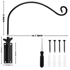 MIXXIDEA Swivel Hanging Plant Bracket Iron Plant Hanger with Screwdriver, Adjustable Height, Plant Hook Outdoor, Multipurpose and Decorative, for Bird Feeder Wind Chime Lantern Black 16.7inch(2 Pack)