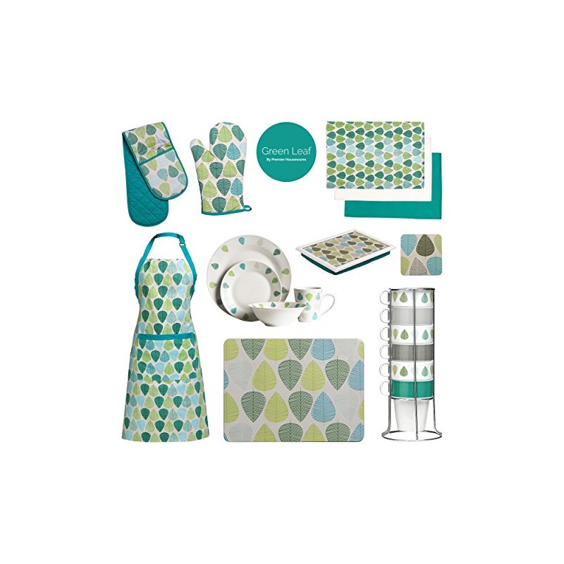 Premier Housewares 1203605 Leaf Coasters - Green, Set of 4,