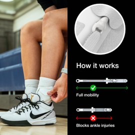 BETTERGUARDS 2.0 Ankle Support Brace, Double Compression Sleeve for Men and Women. Ultralight Wrap. Maximum Protection for Ankle Injuries for Basketball, Soccer & Other Sports - White (S, Right)