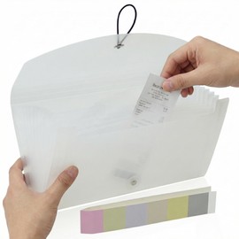 Gtheimn Portable 13-Pocket Receipt & Coupon Organizer, Small Expanding Accordion File Folder with Labels, Long Ticket Size Holder for Bills, Checks, and Travel Documents (10.2" x 5.5"), White