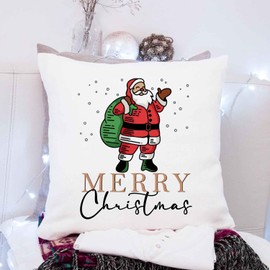 GRAVURZEILE Cushion with Christmas motif – Merry Christmas Santa – Christmas decoration – gifts for him and her – at Christmas time for secret Santa and as a gift for men and women – with filling