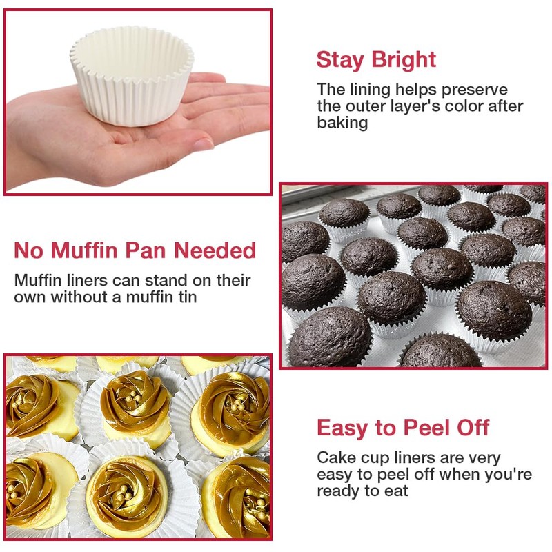 Goalfly Heavy Duty Standard White Cupcake Liners, 200 Pcs Muffin