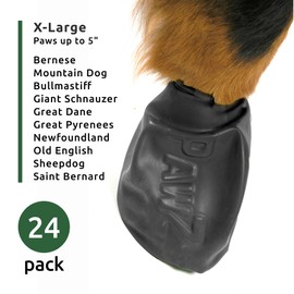 PawZ Rubber Dog Boots for Paws 4" and Up, 24 Total (2 Packs of 12) - All-Weather Dog Booties for Hot Pavement, Snow, Mud, and Rain - Waterproof, Anti Slip Dog Socks - X-Large, Black