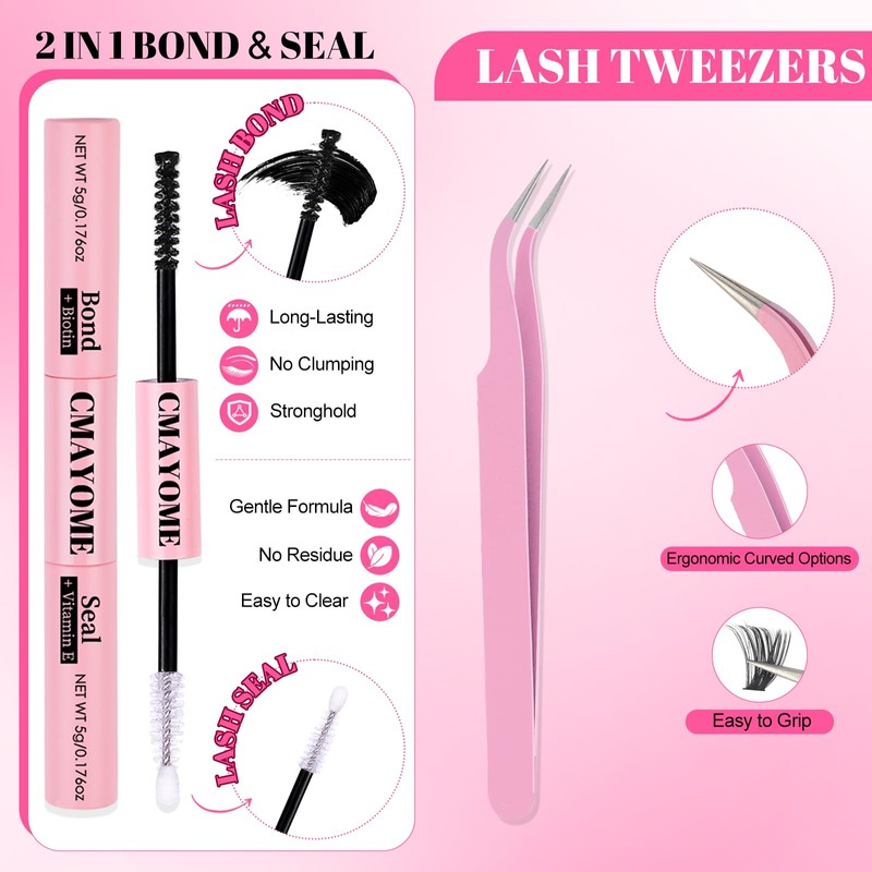 Lash Clusters Kit 240Pcs 30D 40D Individual Lash Extensions, DIY