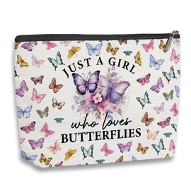 kdxpbpz Butterfly Gifts for Women Girls Butterfly Decor Just A Girl Who Loves Butterflies Makeup Bag Birthday Christmas Friendship Gifts Sister Bestie Coworker Niece Butterfly Lovers