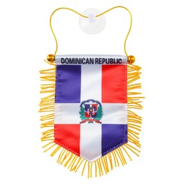 Dominican Republic Hanging Flag with Suction Cup – Double-Sided Mini 4x6 Inch Dominican Banner – Car Window, Home Wall, Door & Window Decoration