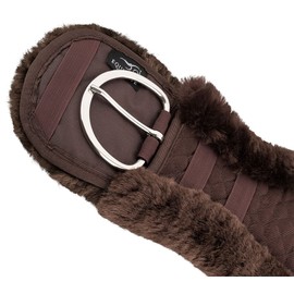 Equinate Classical Western Belt with Real Lambskin - Anatomical Saddle Girth Western Belly Belt 65 70 75 80 85 90 cm Natural Brown Black (65 cm Brown)