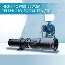 High-Power 500mm/1000mm f/8 Manual Telephoto Lens + Tripod + SLR Backpack for Nikon D500, D600, D700, D750, D800, D810, D850, D3300, D3400, D5300, D5500, D5600, D7000, D7100, D7200, D7500 Digital SLR