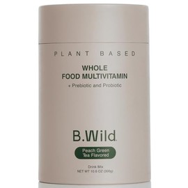 Multivitamin Drink Mix | B.Wild Plant Based Antioxidant Drink | Prebiotics and Probiotics for Digestive Health - Peach Green Tea Flavor - 300 g, 30 Day Supply