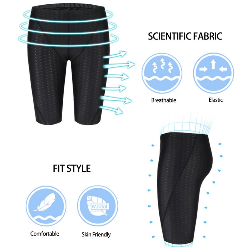 Men Swim Shorts and Cap Waterproof Adjustable Waist Strap Quick