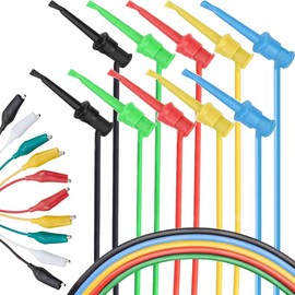 DAOKAI Mini Rabber to Mini Rabber Test Cable Dual IC Test Hooks, Pack of 5 Test Hooks, Multimeter Test Leads Kit, 5 Colours for Electronic Tests with 5 Coloured Crocodile Clips