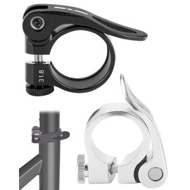 ZEXIJOW 2 Pieces Bicycle Seat Clamp with Quick Release Aluminium Alloy Seat Clamp 31.8 mm, Bicycle Seat Clamp Mountain Bike Road Bike Seat Post (Black + Silver, 31.8 mm)
