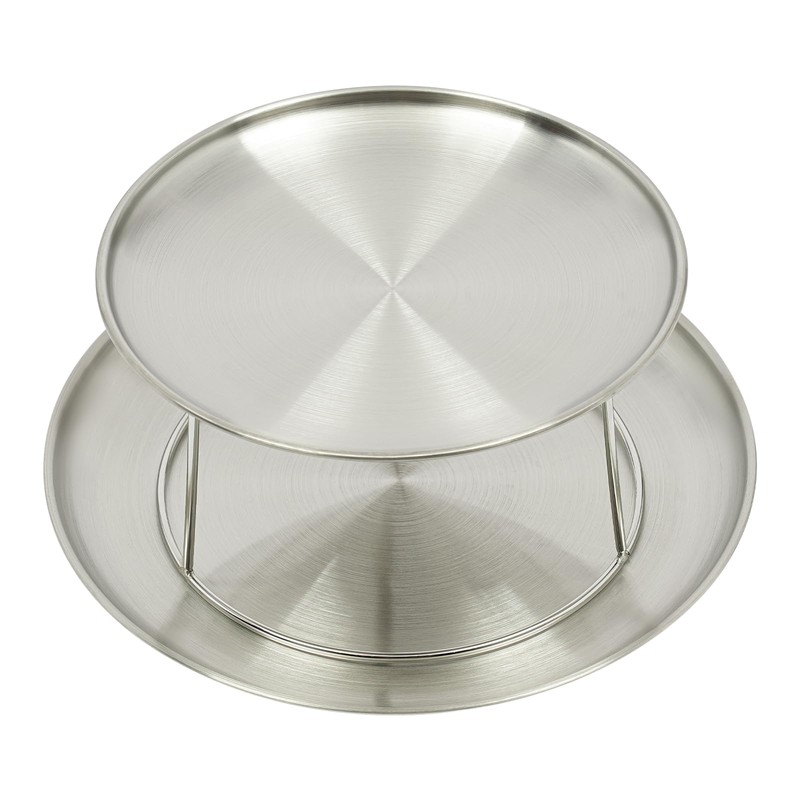 DYNAMI 2-Tier Seafood Tower Set,2pcs Thickened Stainless Steel Seafood Tray(10in+8in)