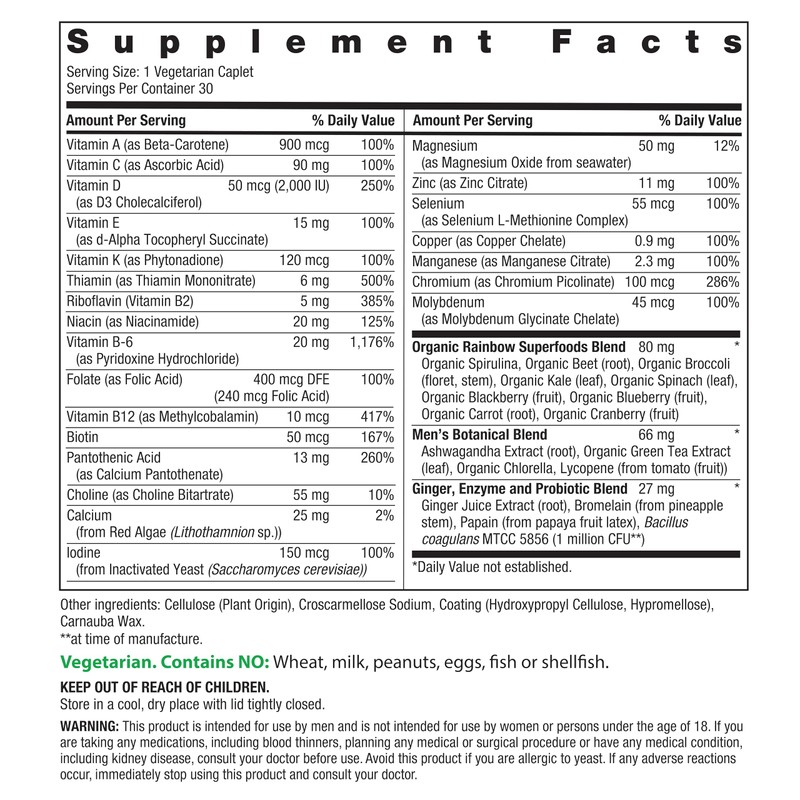 Rainbow Light Mens Multivitamin One + | 30 Caplets |