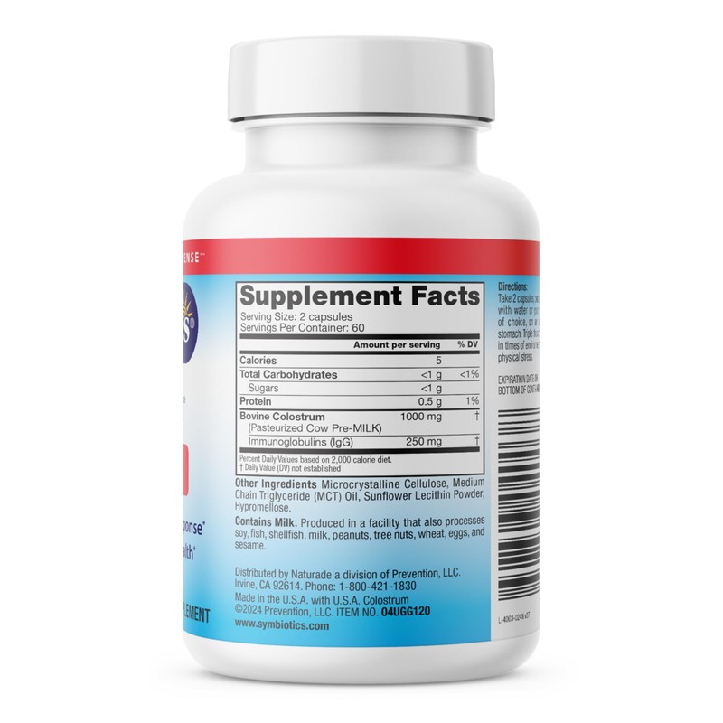 Symbiotics Colostrum 120ct Vegetable Capsules - Immunity Support - Lactoferrin