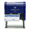Approved w/by Date Line Self-Inking Office Rubber Stamp (Blue) -