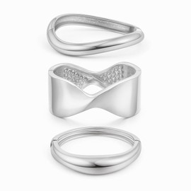 Abiotp Gold Cuff Bangle Bracelets Set For Women Chunky Trendy Silver Bracelet Irregular Minimalist Open Wide Bangles Hinged Arm Cuff Jewelry Gift 2PC (Silver-3PCS)