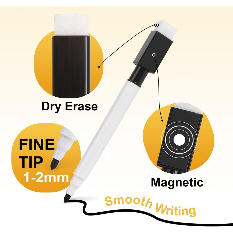 DERAYEE 10 x Black Erasable Whiteboard Marker Pens Erasable Marker