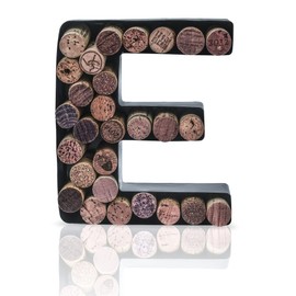 Made Easy Kit Metal Letter Wine Cork Keepsake Saver & Holder Monogram w/Free Wall Mount Kit A-Z (Letter E, Small)