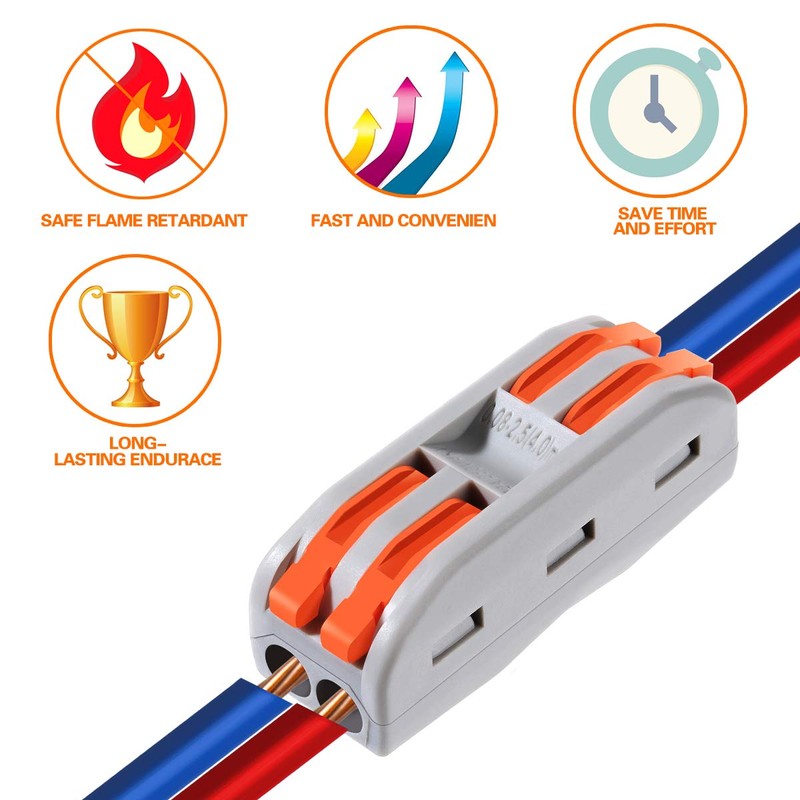 50pcs Conductor Compact Connectors Lever Wire Nut Electrical Connectors with
