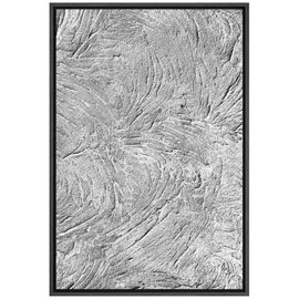 SIGNFORD Framed Canvas Print Wall Art Gray Rustic Paint Stroke Landscape Abstract Shapes Illustrations Modern Art Decorative Boho Relax/Zen Nordic for Living Room, Bedroom, Office - 24"x36" Black