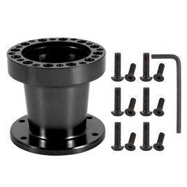 For Steering Wheel Extension-Steering Wheel Hub Adapter Connector Car Steering Wheel Hub 3Inch Universal Car Steering Wheel Hub Aluminum Spacer Steering Wheel Hub Adapter Kit (Black)
