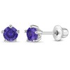In Season Jewelry Sterling Silver 4mm Simulated Amethyst Birthstone Stud