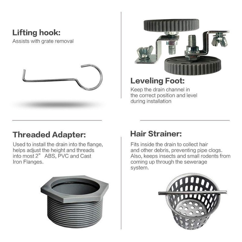 Neodrain 36-Inch Linear Shower Drain with Removable Quadrato Pattern Grate,