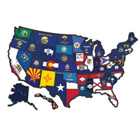 RV State Visited Travel USA Map Vinyl Sticker - Camper Trailer Decals for Window with State Flag - Road Trip Map of America - Waterproof, UV Protection for Window, Door or Wall (Fontastic)