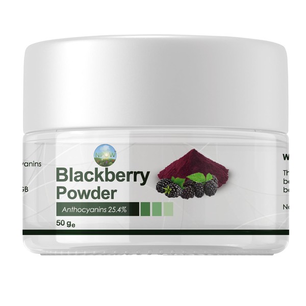 NPOW Superfood Powder, Anthocyanins, 25.4% BlackBerry Extract Powder 100%, Rubus, Anthocyanin Supplement, All Natural, Organic, Non GMO Vegan Friendly BlackBerry Extract Antioxidant Powder - 50g