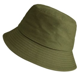 Wheebo Solid Color Bucket Hat for Women Summer Beach Fishmen Hat for Lady Adult Unisex Cotton Cap (Army Green)