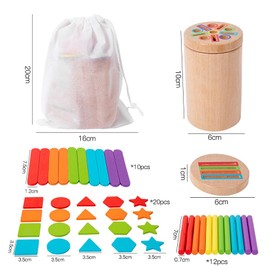 TUNJEJINY Montessori Toys for 1 2 3+ Year Old, 3 in 1 Color & Shape Sorting Toys for Toddlers, Learning Fine Motor Skills Sensory Toys for Boys Girls Gifts