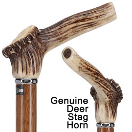 Royal RC Canes Exclusive Genuine Deer Stag Horn Walking Cane with Ovangkol Wood Shaft - Unique Cane for Men and Women