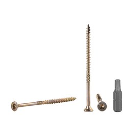 Pack of 50 Yellow Galvanised Steel 4.5 x 80 mm Wood Screws Torx Head Type 17 Countersunk Chipboard Screws (50, 4.5 x 80 mm)