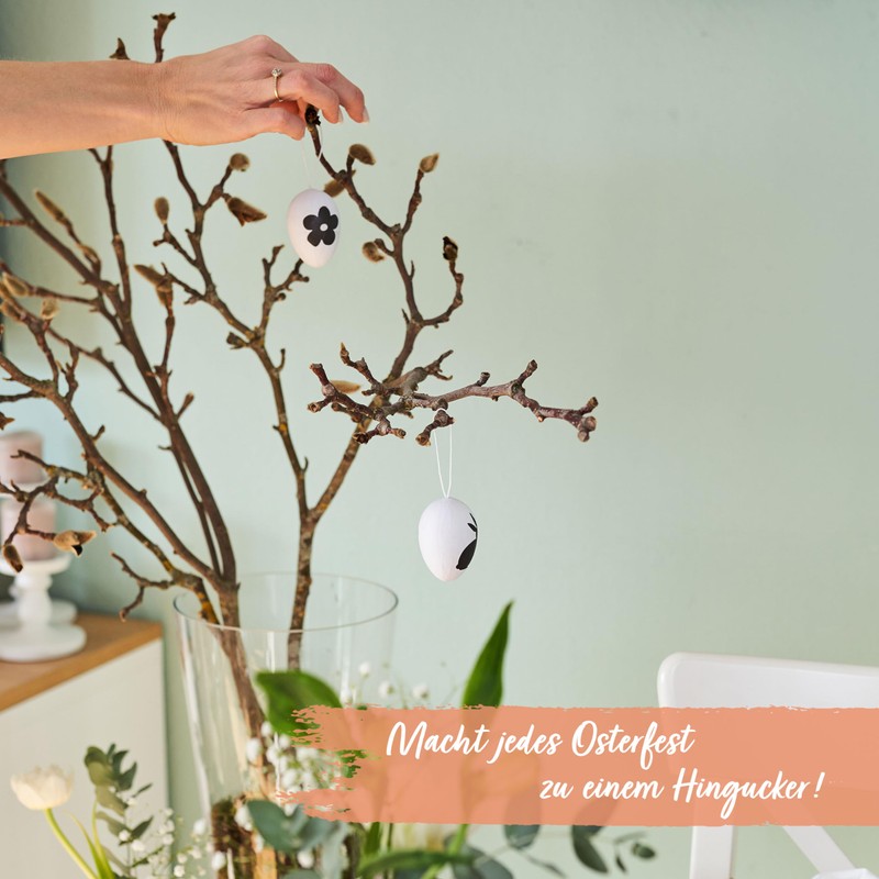 Papierdrachen 8 Printed Easter Eggs in Papier-Mâché Look – Black