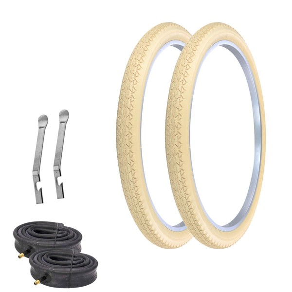 PRO+ Tires 26 x 2.125 Cream P-123A W/HEAVYDUTY Tubes &