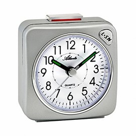 Atlanta Quartz alarm clock without ticking travel alarm clock light snooze crescendo silver - 2114/19