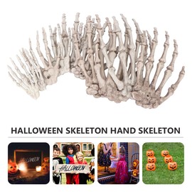 Yardwe Manos De Esqueleto Halloween - 10 Piezas Realistas De PláStico De Mano Accesorios De Fiesta para DecoracióN De Halloween Y Escenarios Espeluznantes