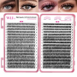 WLF Lash Clusters, 640 Pcs 2 Style 30D+40D Natural Cluster Lashes Individual Lashes D Curl Eyelashes Cluster Extensions DIY Wispy Fluffy Clusters Eyelash Extensions False Eyelashes(Mix9-16 mm)