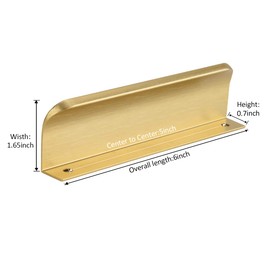 Satanga Edge Finger Tab Pull for Cabinets Hardware Closet Pulls Square Bar Pulls Drawer Pulls 5Pack Easy to Install 6inch 150mm Brushed Brass