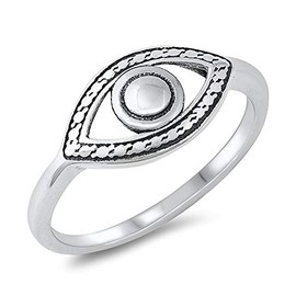 CloseoutWarehouse 925 Sterling Silver Plain Evil Eye Ring Size 5