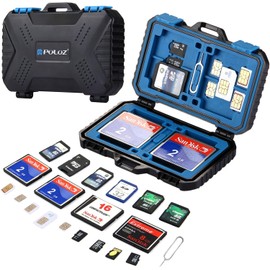 Funda para Tarjetas SD de 27 Ranuras, Estuche para Tarjeta de Memoria SD para (8 SD & 4 CF & 9 Micro SD/TF) Resistente al Agua y Antigolpe (7 x 12cm)