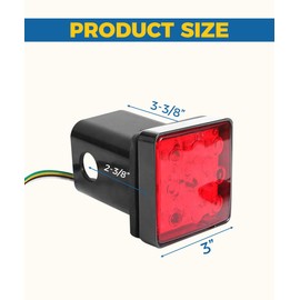 UBOG Trailer Hitch Covers,Hitch Light,Car Accessories Trailer Hitch Light,Square Tow Hitch Covers,Hitch Lights 2 Inch Receiver,with 12 Led Red Brake Light, Suitable for Towing Truck RV and SUV