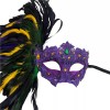Masquerade Mask Purple Elegant Beautiful Gems & Feather Swan Mardi