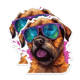 (2 Pack) Border Terrier Dog Stickers - Border Terrier with Sunglasses - Choose FromOver 100 Dog Breeds - 5 Inches On Longest Side - Premium Vinyl - Made in USA - BMCS0322