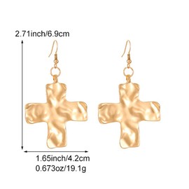 Chunky Gold Cross Earrings for Women Trendy Cross Dangle Earring Thick Large Cross Earrings Statement Jewelry (Gold)